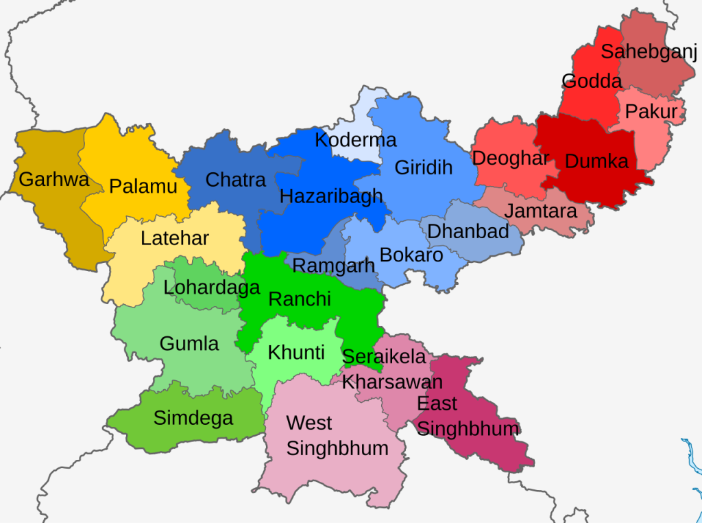 District-wise map of Jharkhand