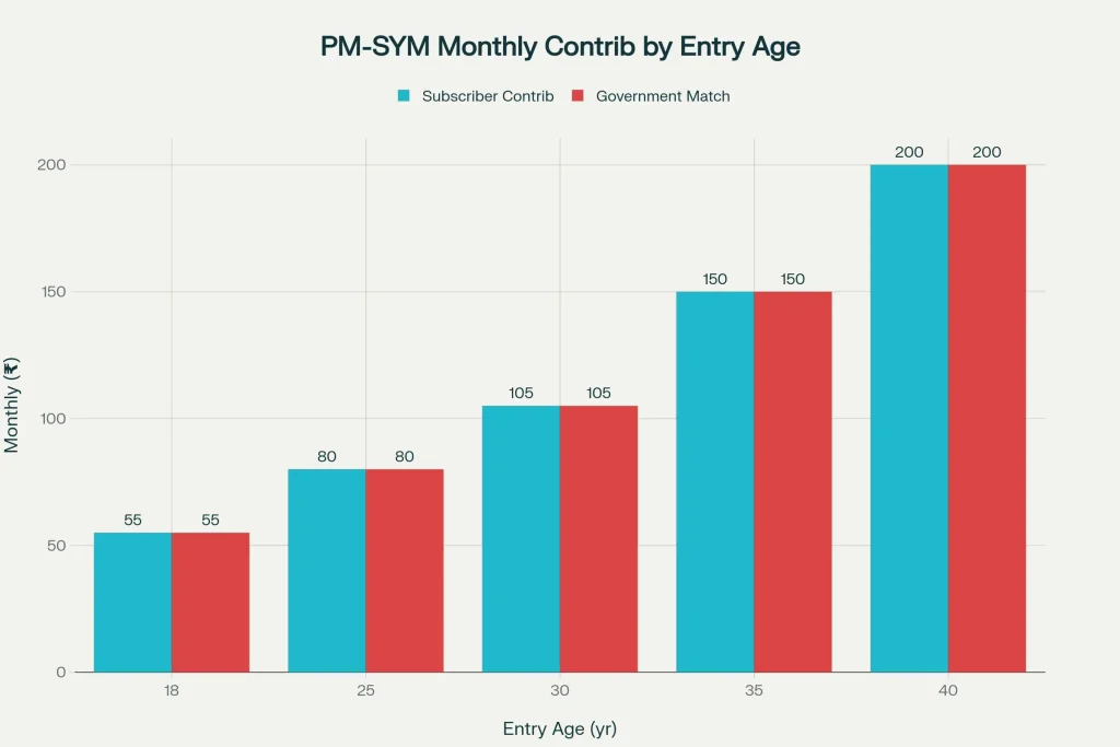 ₹3000 Monthly Pension Approved — How Millions of Workers Can Secure Their Retirement Under the New Scheme 2 Monthly Contribution by Entry Age