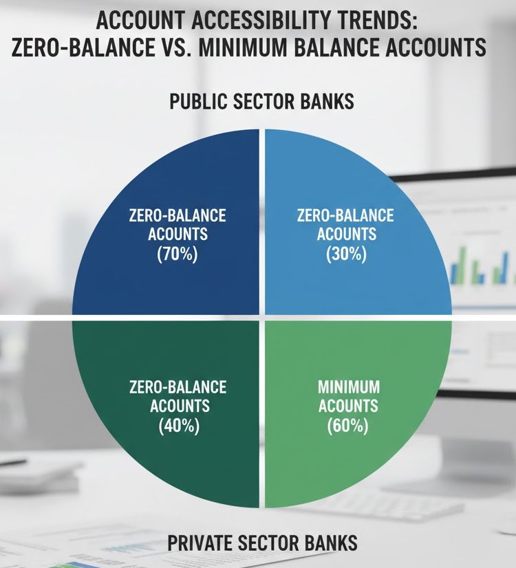 Zero-balance versus minimum-balance savings accounts across public and private banks in India