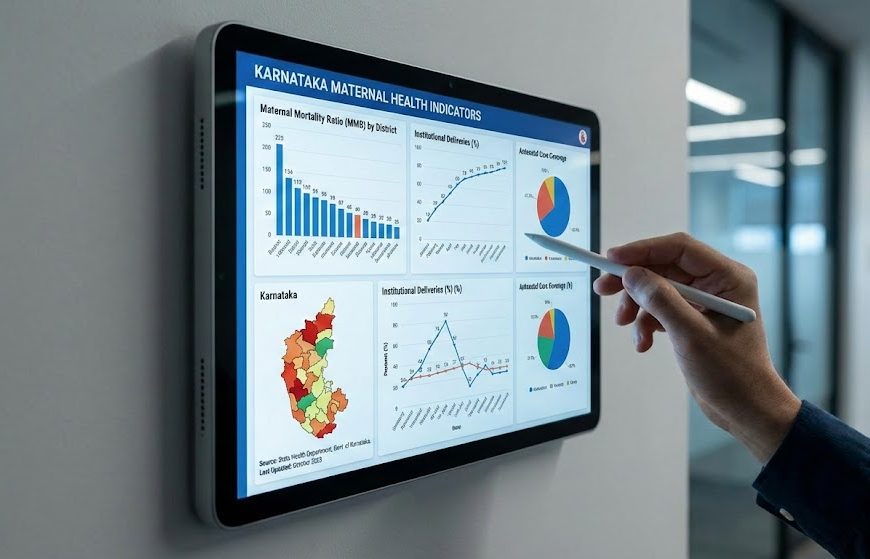 Sample digital dashboard showing maternal-health indicators in Karnataka