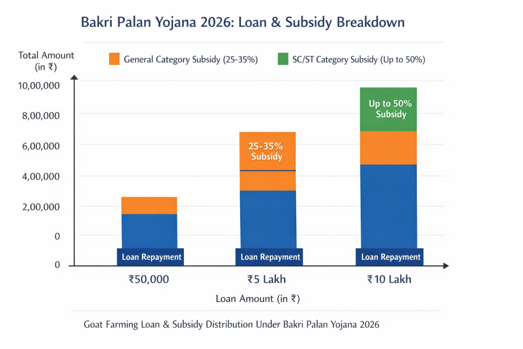 Bakri Palan Yojana 2026 – Farmers Can Get ₹50,000 to ₹10 Lakh Goat Farming Loan, Apply Fast 2 Bakri Palan Yojana Details