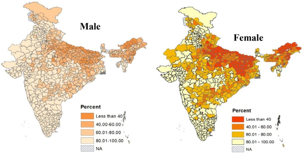 Map showing rural and urban access to online birth registration services in India